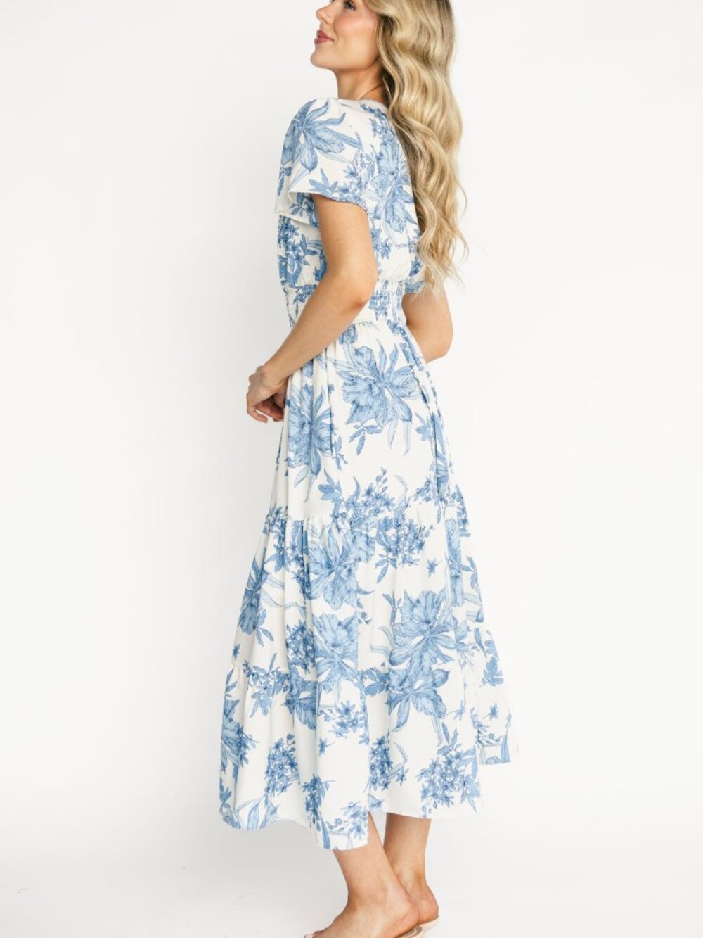 Baltic Born Holland Dress | Off White + Blue Size LL - Picture 3 of 5